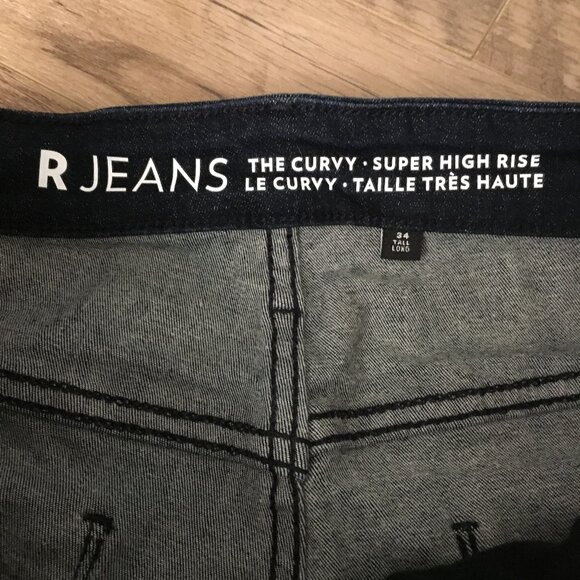 R Jeans Dark Bluish Black Curvy Super High Rise Denim Jeans 34 Tall - Picture 4 of 10